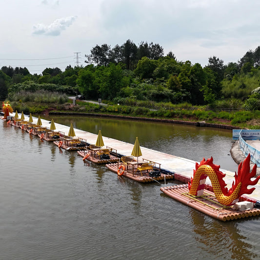 PVC bamboo raft bamboo row boat scenic spot water performance sightseeing tour dragon boat fishing rafting boat plastic pipe customization