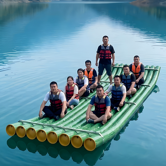 PVC imitation bamboo raft, scenic rafting sightseeing boat, high buoyancy and collision resistance, cultural tourism night tour light bamboo raft boat