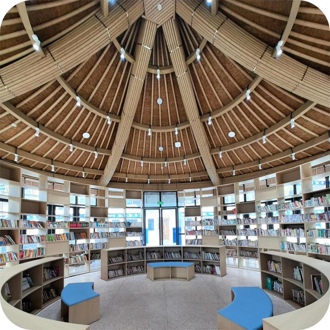 16.8m Diameter Tonglu Eshan Ethnic Primary School Library Aluminum-Bamboo Decoration