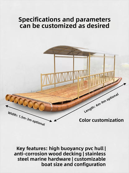 PVC bamboo raft bamboo row boat scenic spot water performance sightseeing tour dragon boat fishing rafting boat plastic pipe customization
