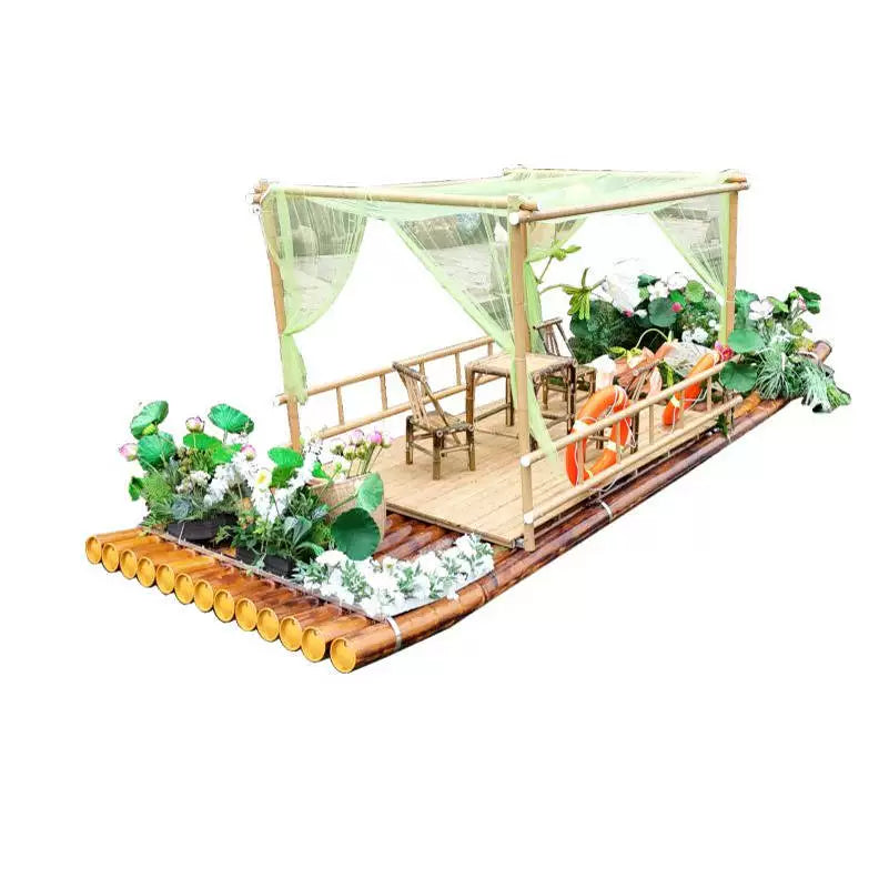 Bamboo raft Bamboo boat Internet celebrity gauze water dining photo clock in stage props Drifting fishing Plastic tube boat