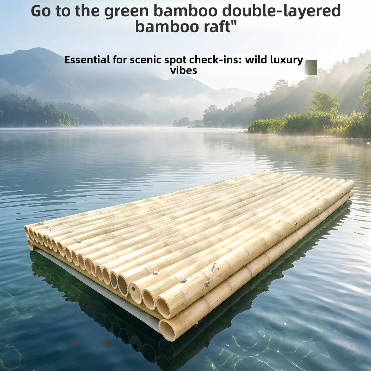 Go to the green-skinned bamboo raft, double-layer reinforcement of stainless steel bolts, scenic spot sightseeing and drifting bamboo row source factory customization