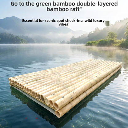 Go to the green-skinned bamboo raft, double-layer reinforcement of stainless steel bolts, scenic spot sightseeing and drifting bamboo row source factory customization