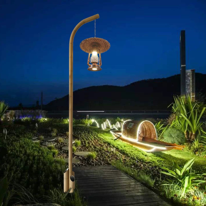 Imitation bamboo street lamp Bamboo tube lamp Outdoor waterproof high pole Garden landscape modeling Scenic spot decoration luminous simulation bamboo lamp