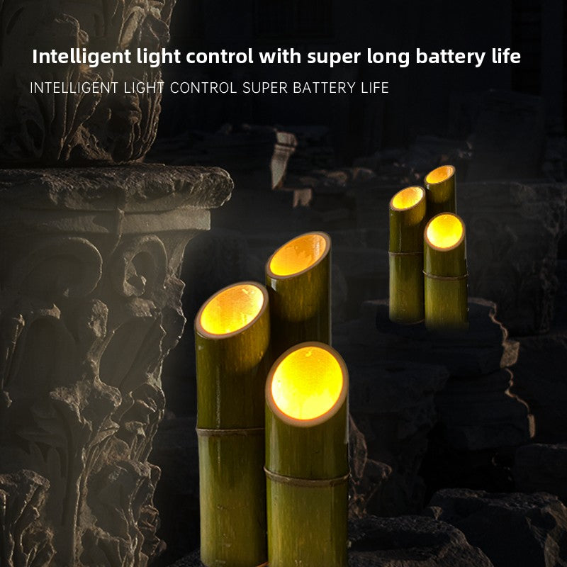 Luminous Bamboo Light Solar Outdoor Waterproof Garden Landscape Hollow Carving Modeling Decorative Lawn Bamboo Tube Light